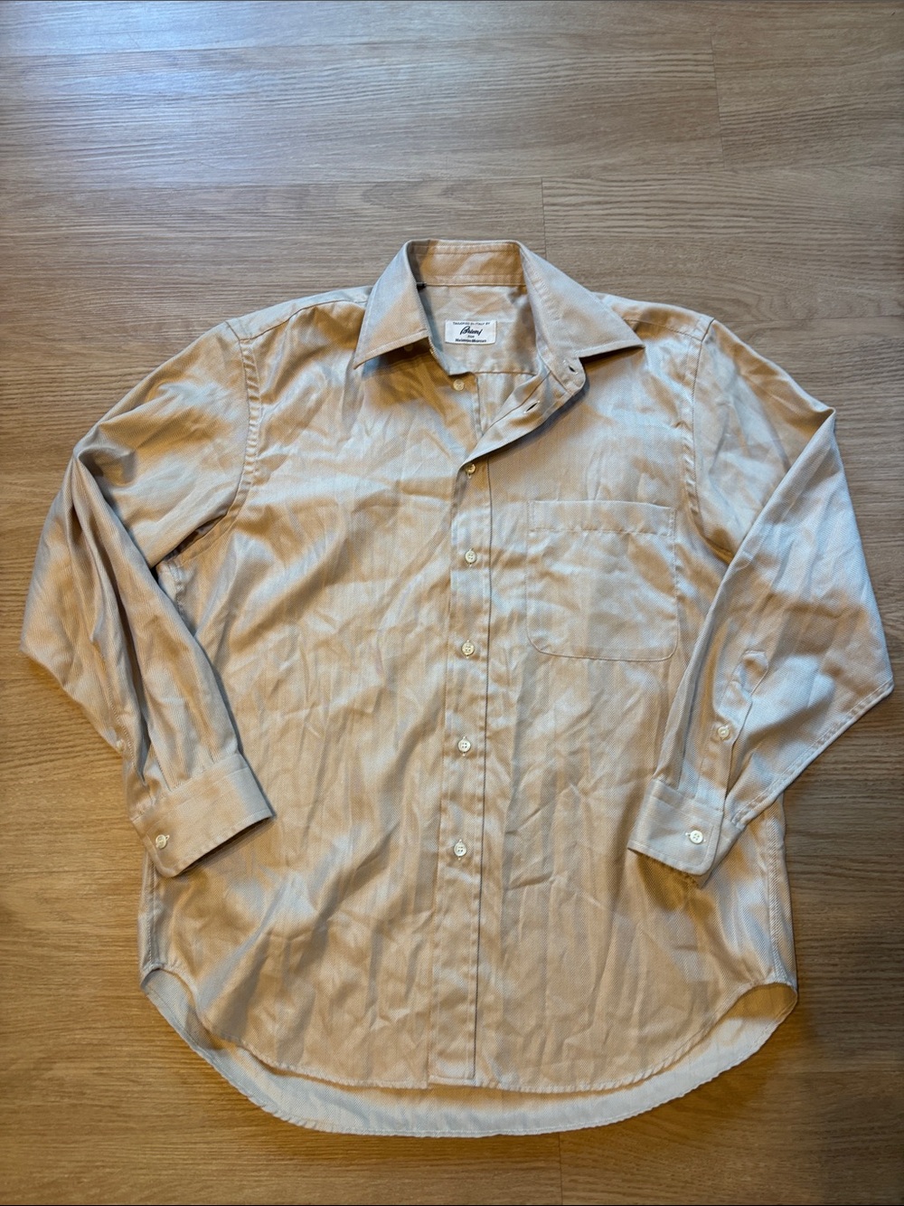 Brioni Nordstrom Menโs M Button Up Shirt Long Sleeve Dress Shirt Luxury Tan